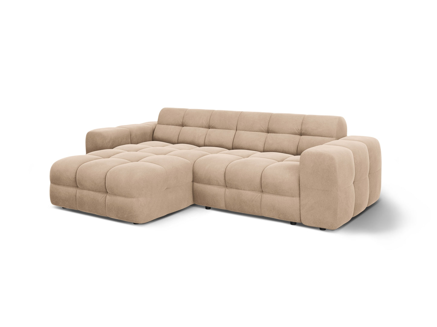 Ecksofa Samt Almond Beige Kendal — Detailansicht
