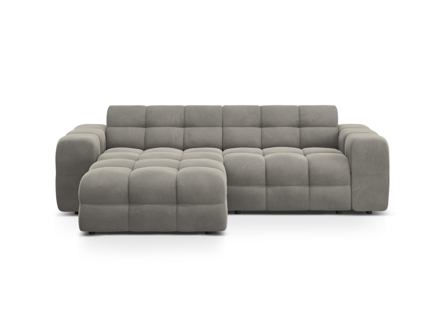 Ecksofa Samt Almond Beige Kendal — Dark Grey