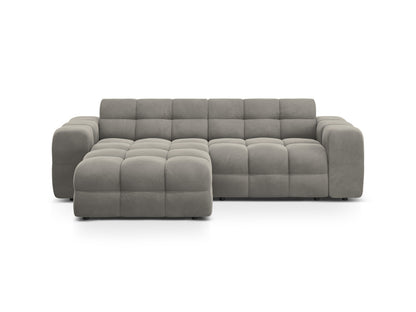 Ecksofa Samt Almond Beige Kendal — Dark Grey