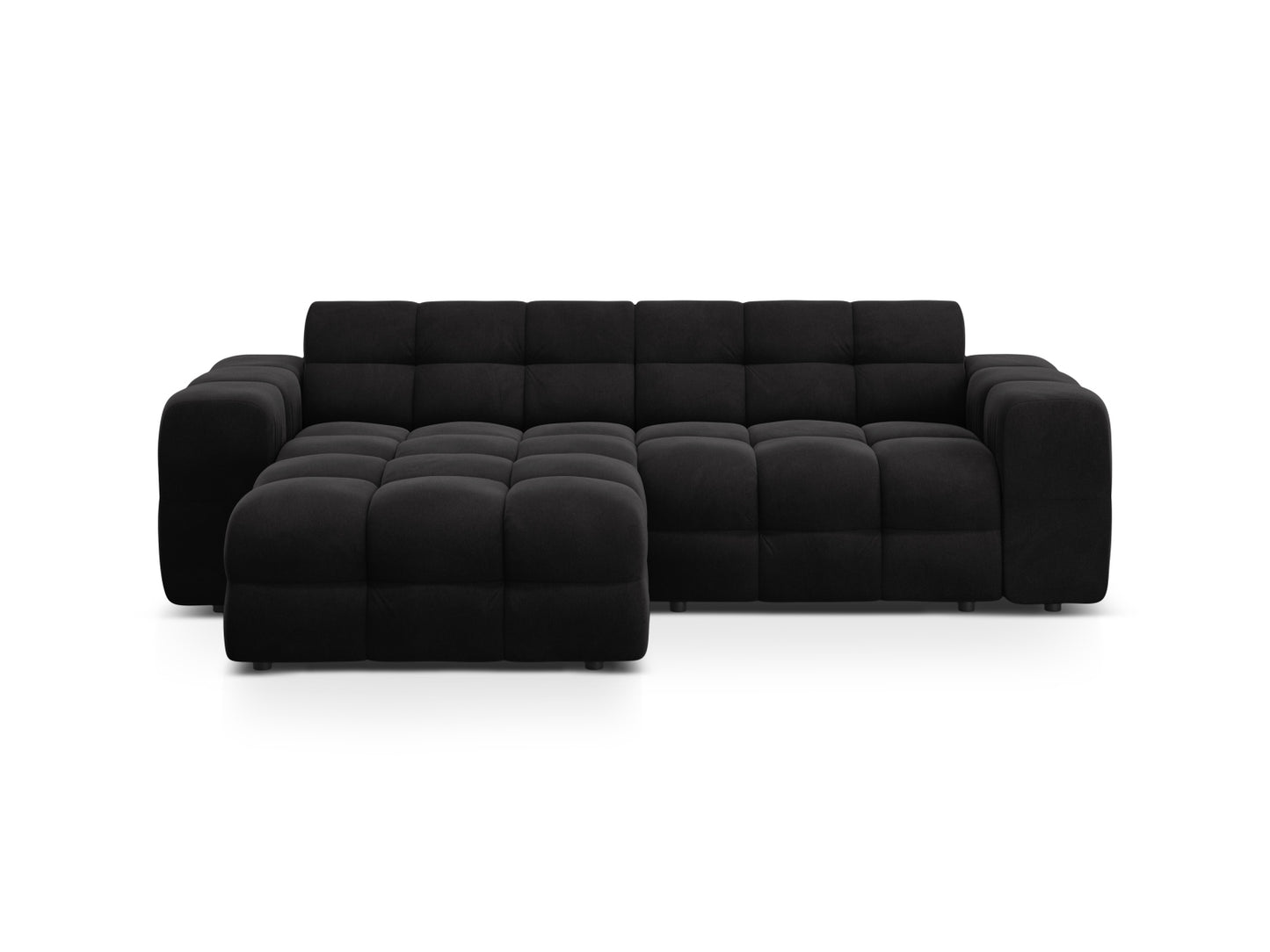 Ecksofa Samt Almond Beige Kendal — Black