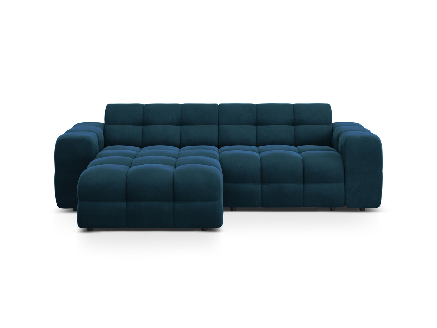 Ecksofa Samt Almond Beige Kendal — Navy Blue