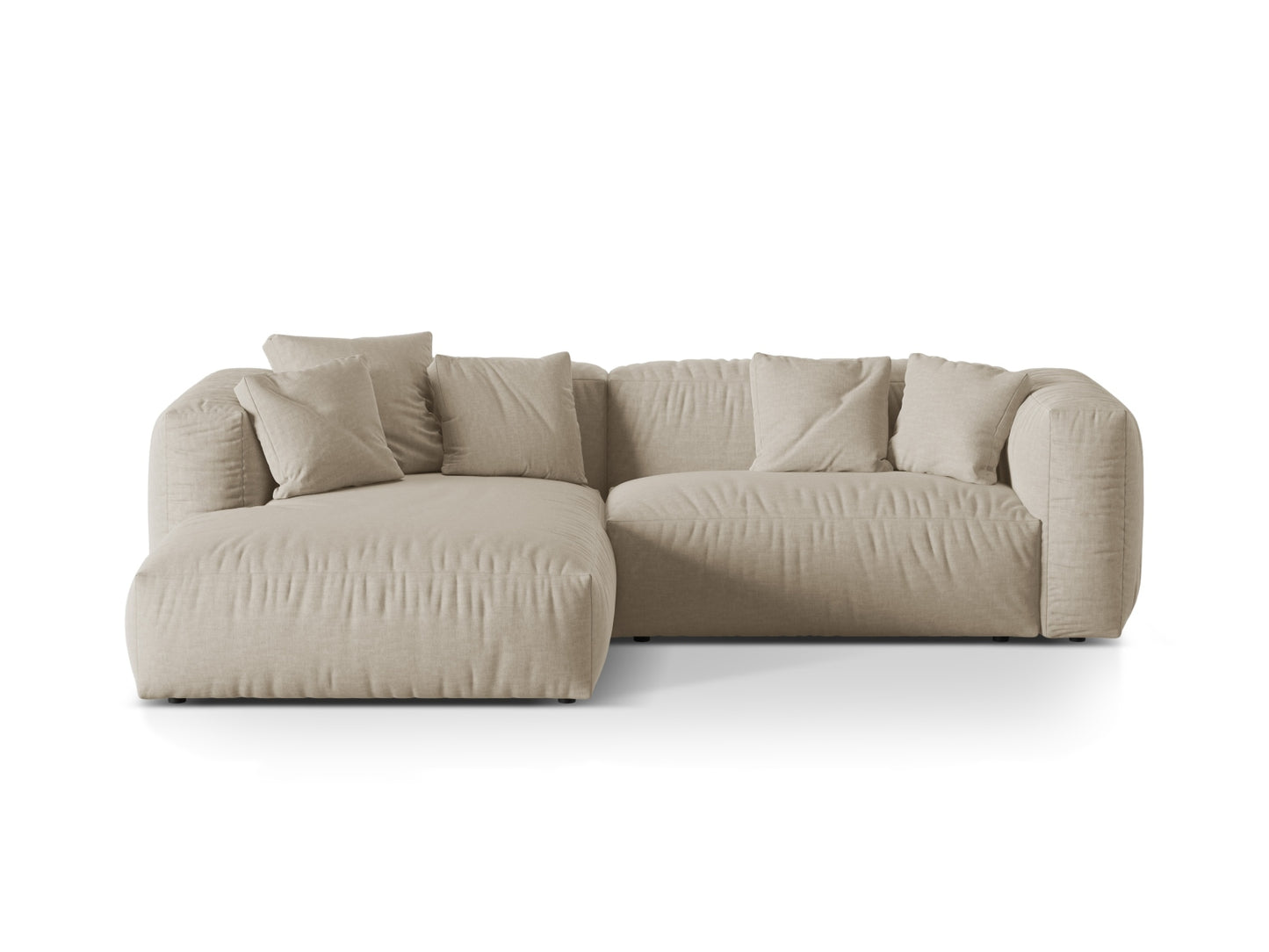 Ecksofa Strukturstoff Schwarz Martina — Light Beige