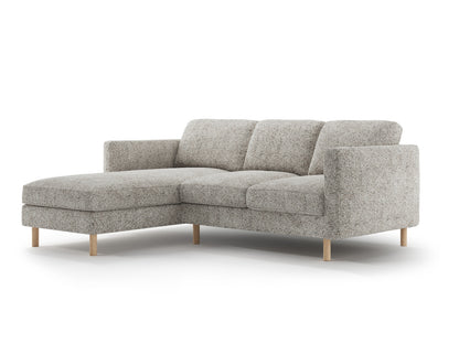 Ecksofa Strukturstoff Beige Melange Eden — Wohnbeispiel