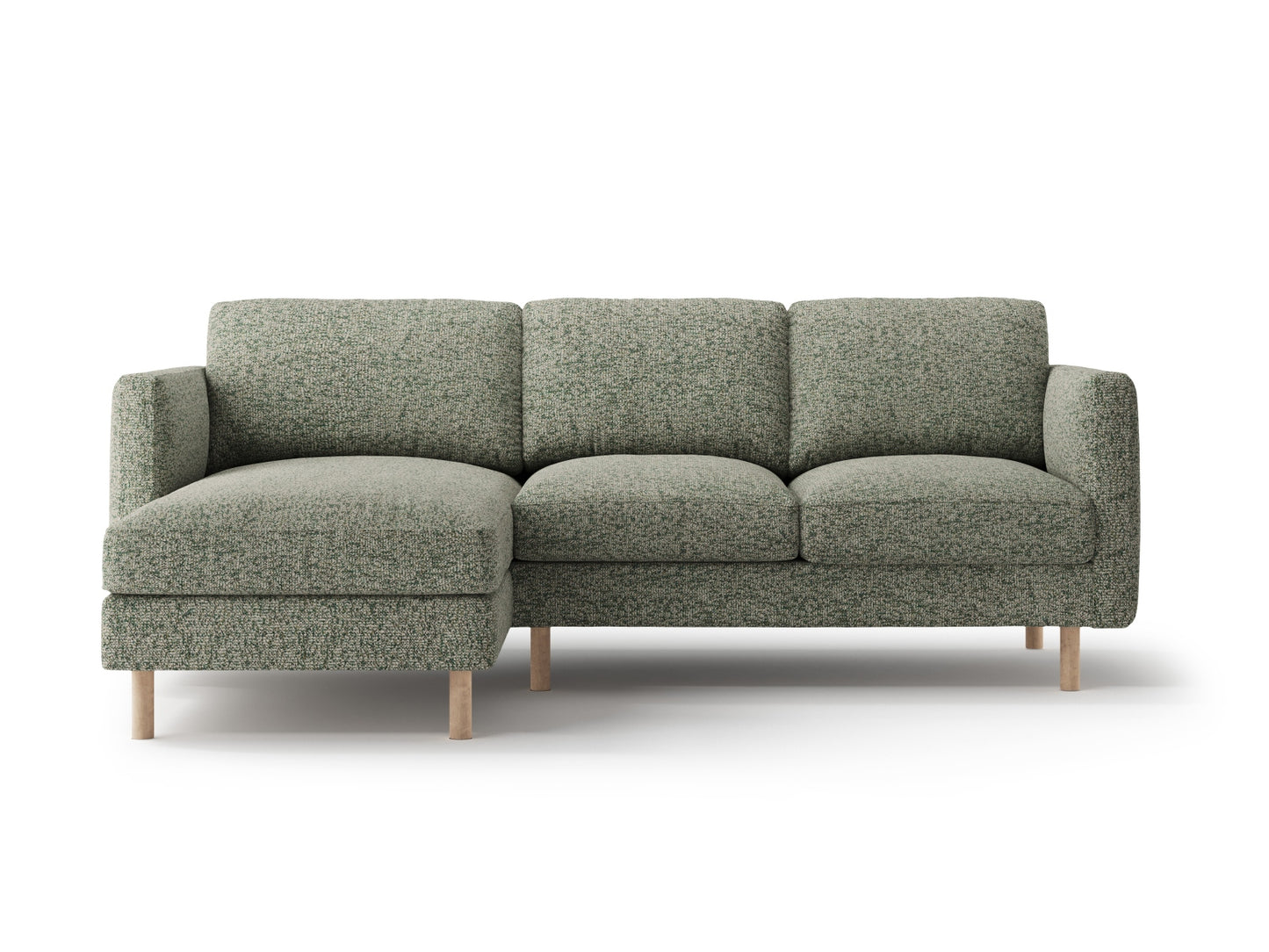 Ecksofa Strukturstoff Beige Melange Eden — Moss Green Melange