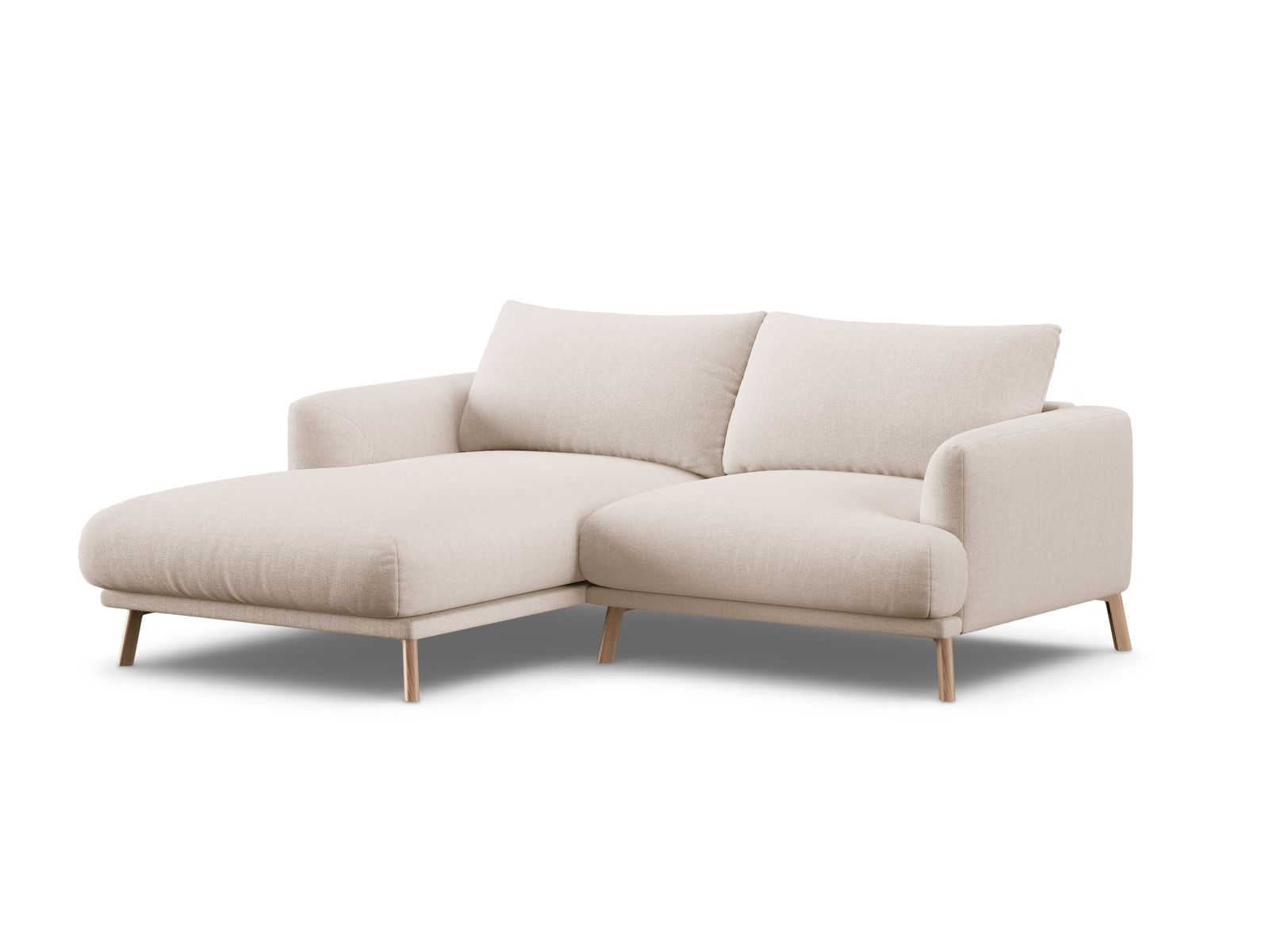 Ecksofa Strukturstoff Beige Naomi — Wohnbeispiel