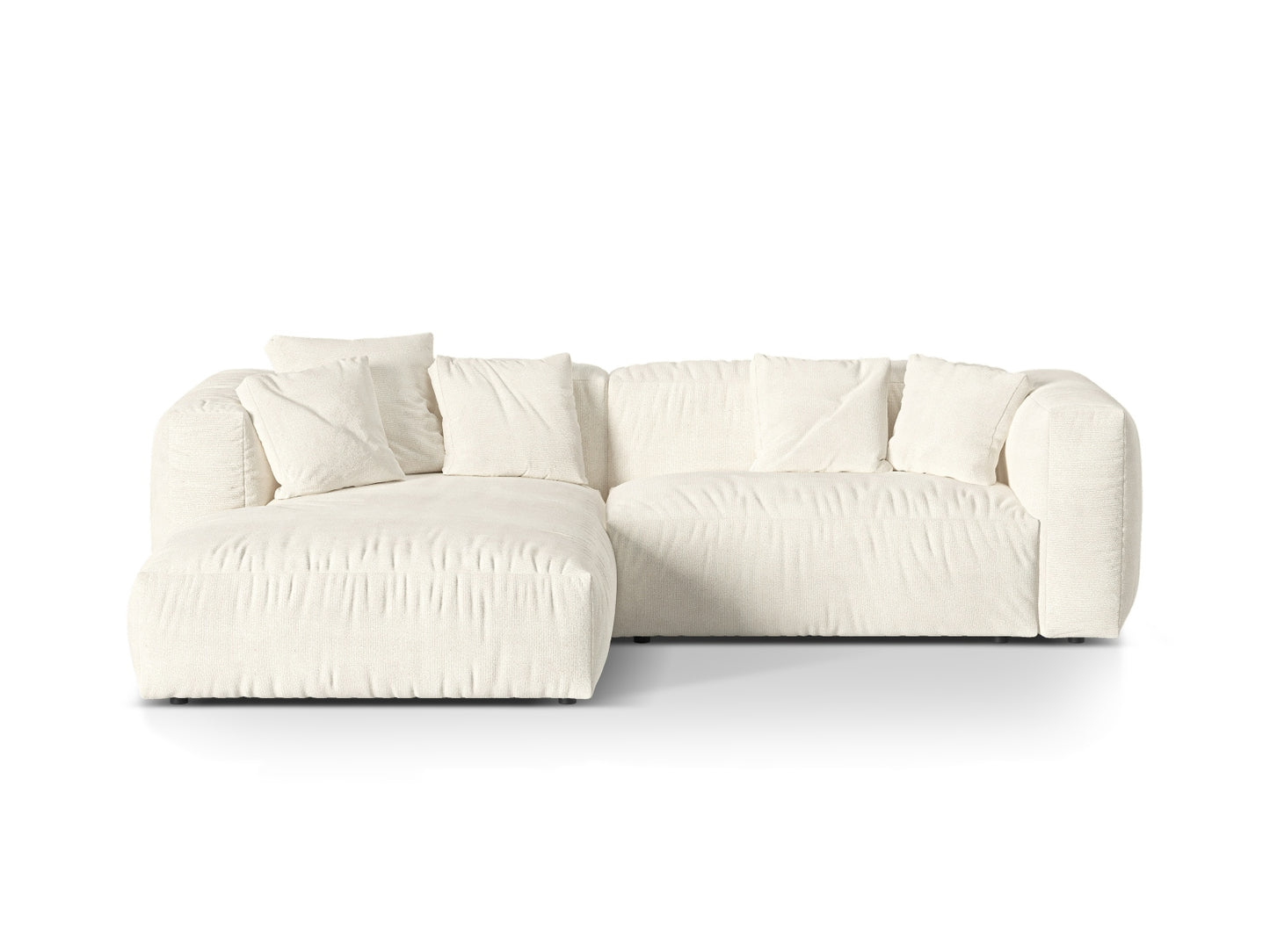 Ecksofa Bouclé Anthrazit Martina — Ivory