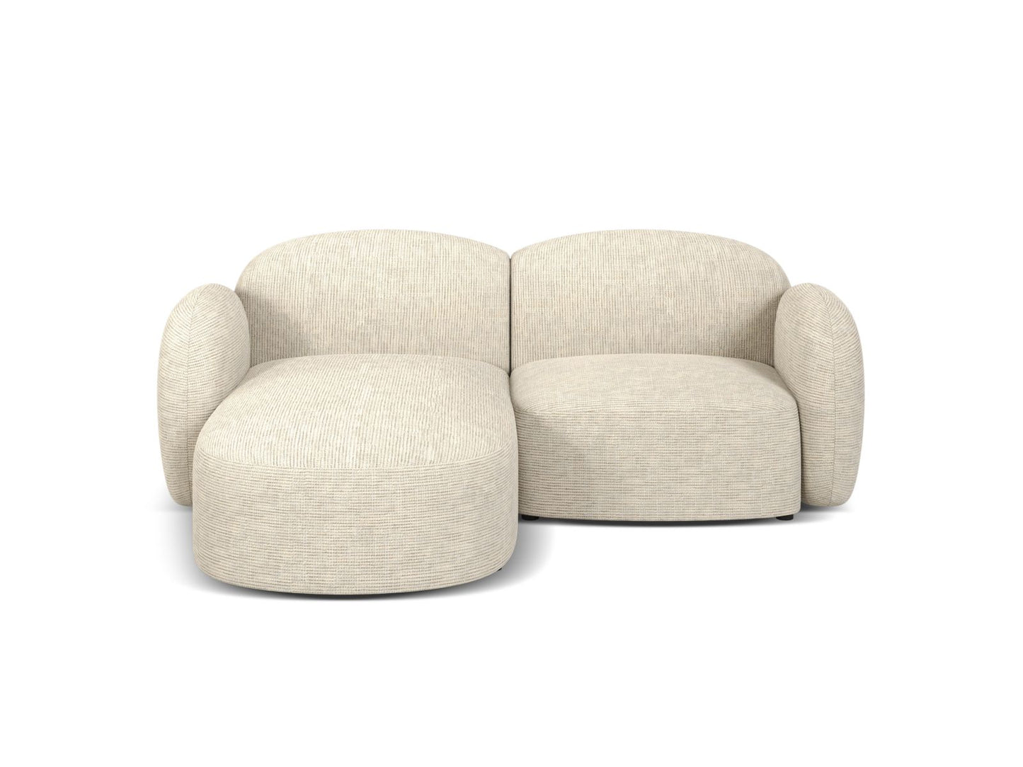 Ecksofa Strukturstoff Blue Melange Blair — Light Beige