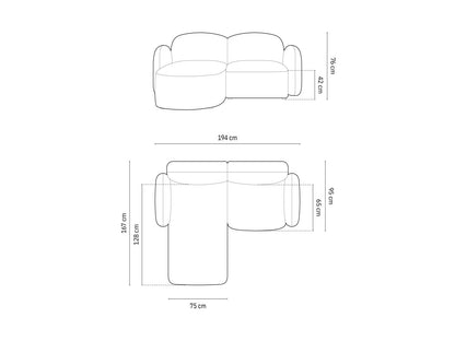 Ecksofa Strukturstoff Blue Melange Blair — Maße und Details