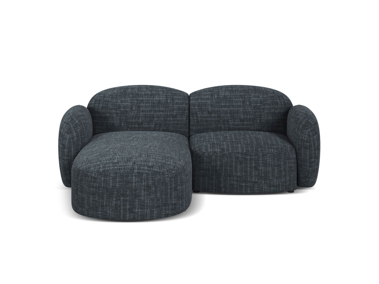 Ecksofa Strukturstoff Blue Melange Blair — Navy Blue
