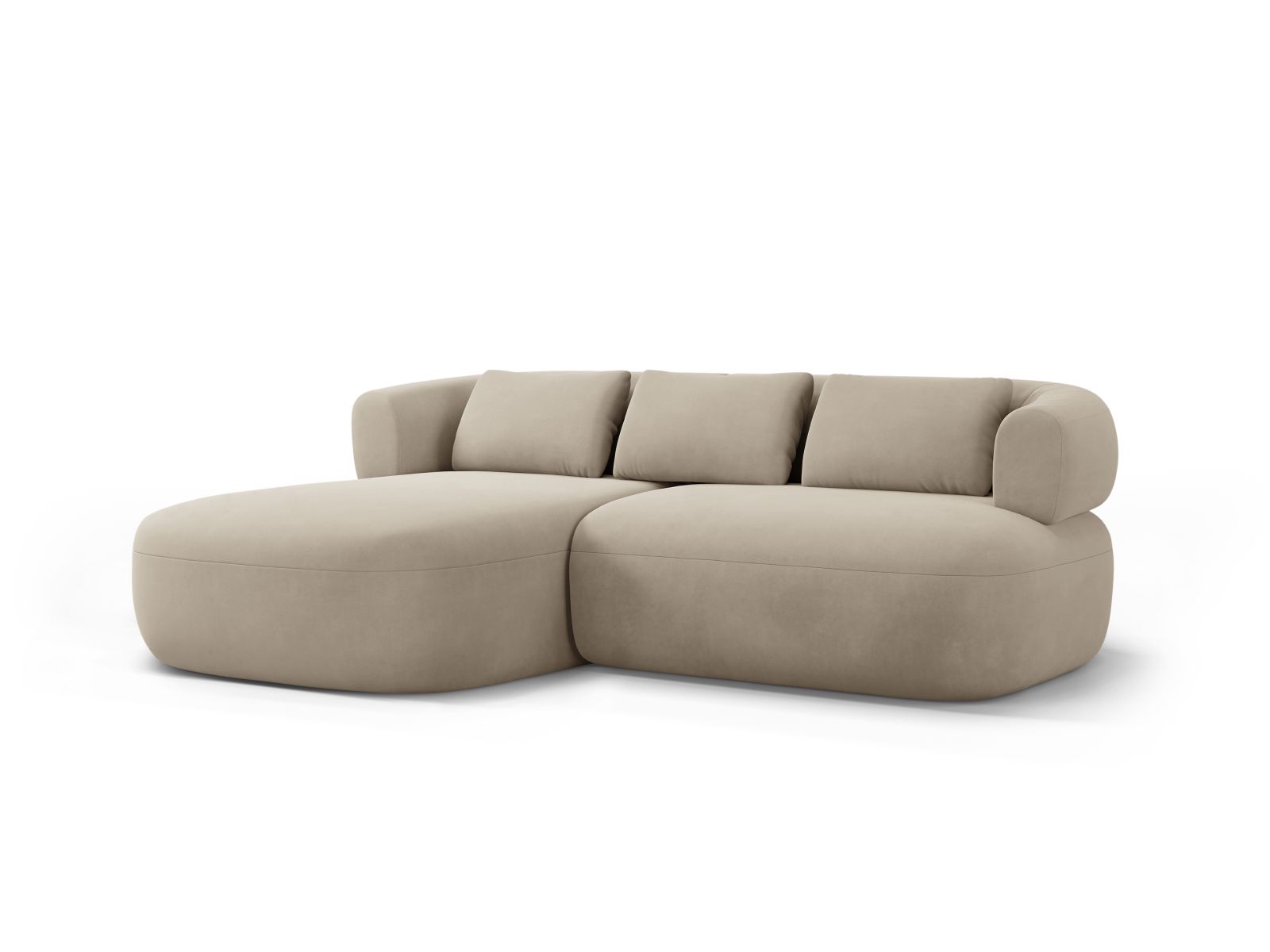 Ecksofa Samt Beige Jenny — Wohnbeispiel
