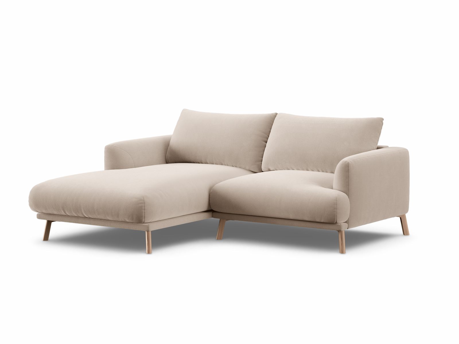 Ecksofa Samt Beige Naomi — Wohnbeispiel