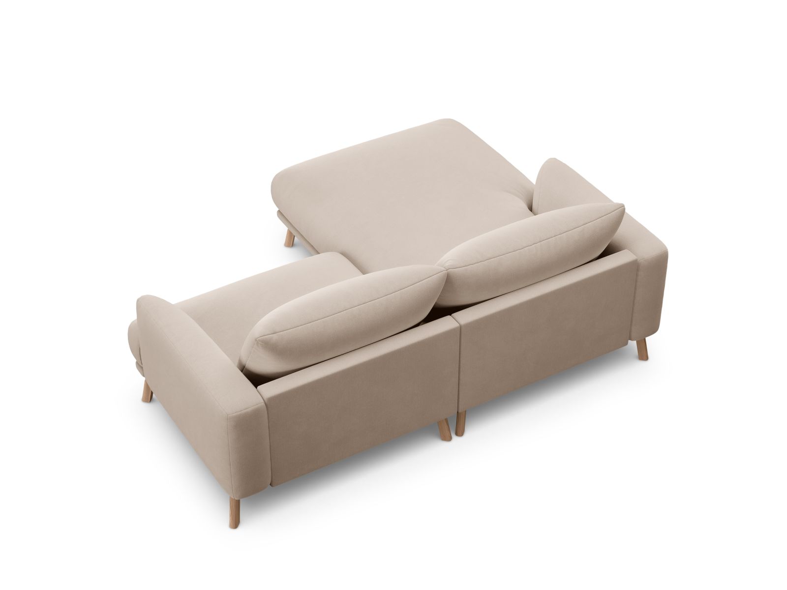 Ecksofa Samt Beige Naomi — Detailansicht
