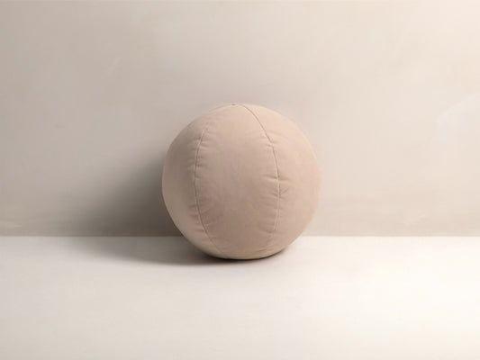 Ball Velvet Pillow, 30x30 cm — Beige