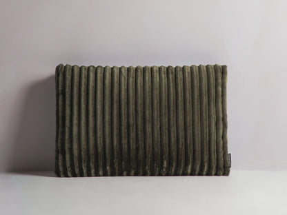 Kissen Corduroy, Velvet Grey, Grey Stripy — Moss Green, Green