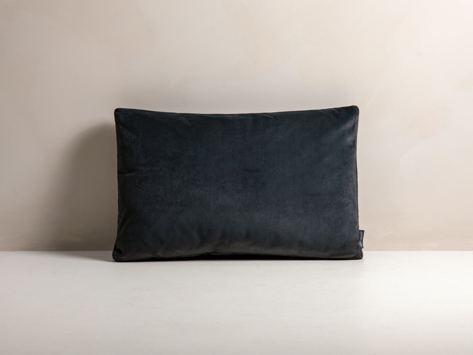 Stripy Velvet Pillow, 60x14 cm — Dark Grey