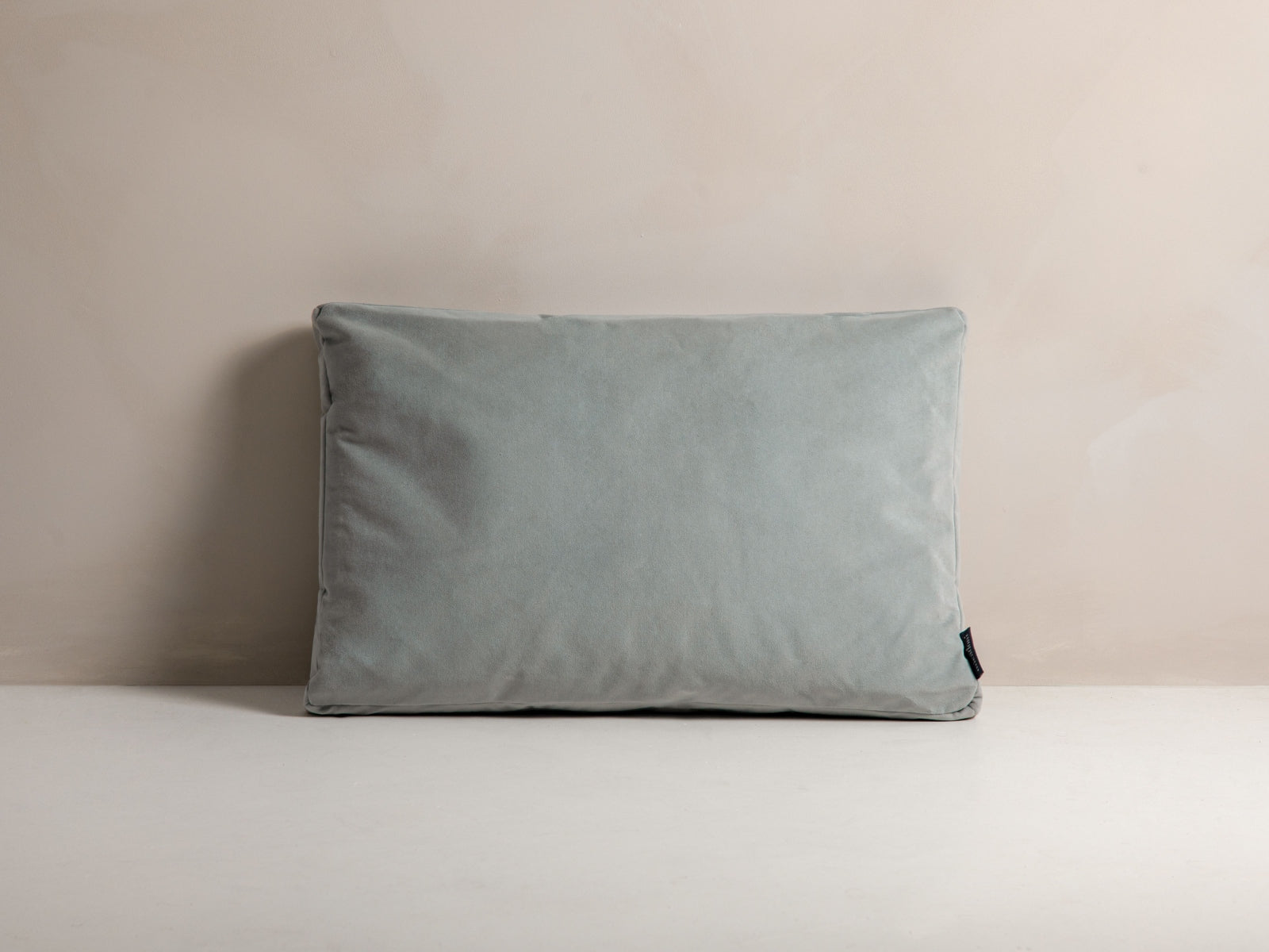 Stripy Velvet Pillow, 60x14 cm — Light Grey