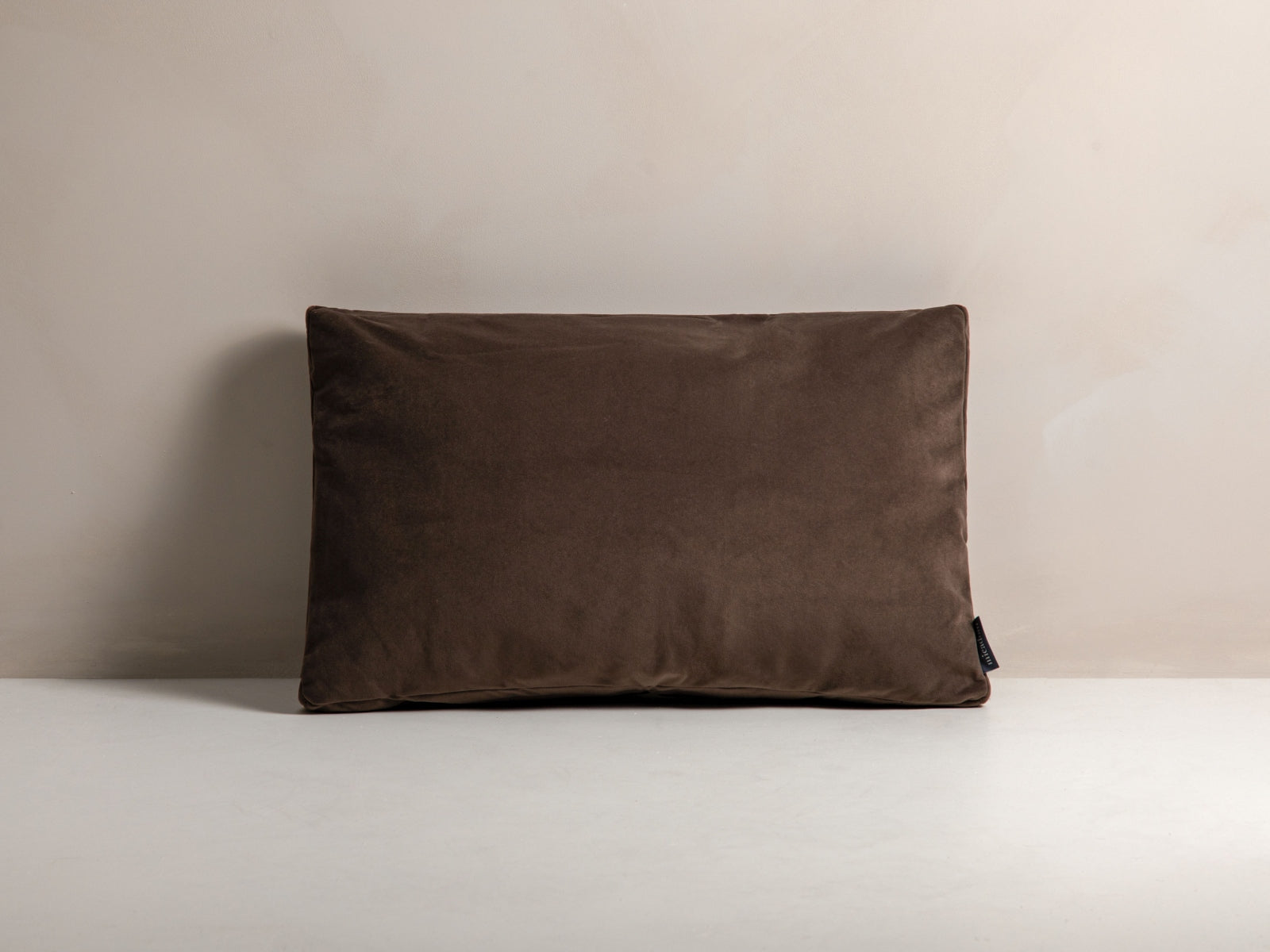 Stripy Velvet Pillow, 60x14 cm — Brown