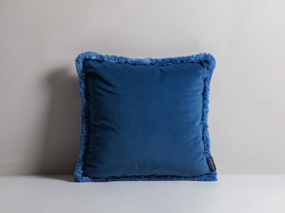 Kissen Samt Beige Hippy — Blue