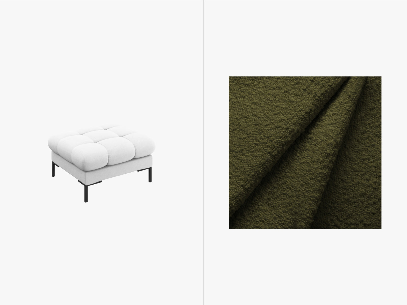 Mamaia Pouf, 60x60 cm — Dark Olive Green