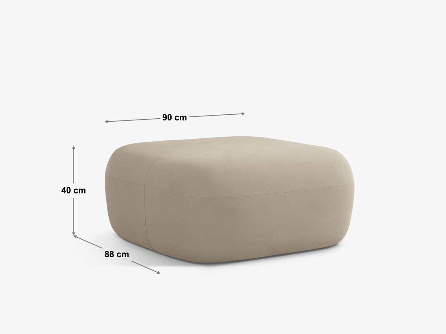 Pouf Bouclé Schwarz Jenny — Maße und Details