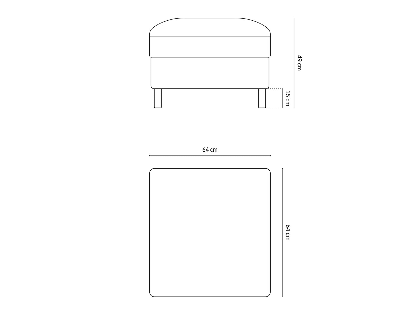 Pouf Strukturstoff Beige Melange Eden — Maße und Details