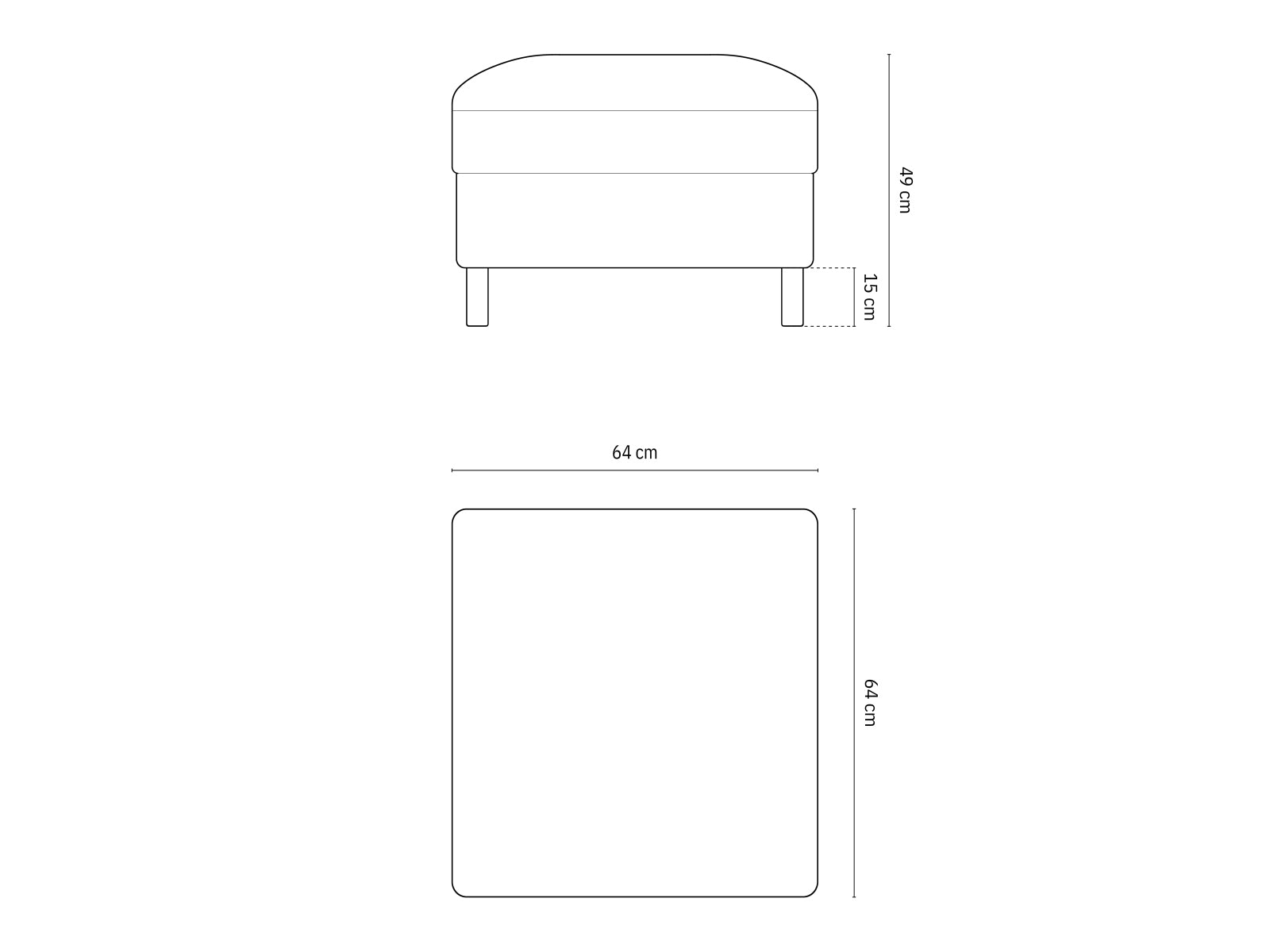 Pouf Strukturstoff Beige Melange Eden — Maße und Details