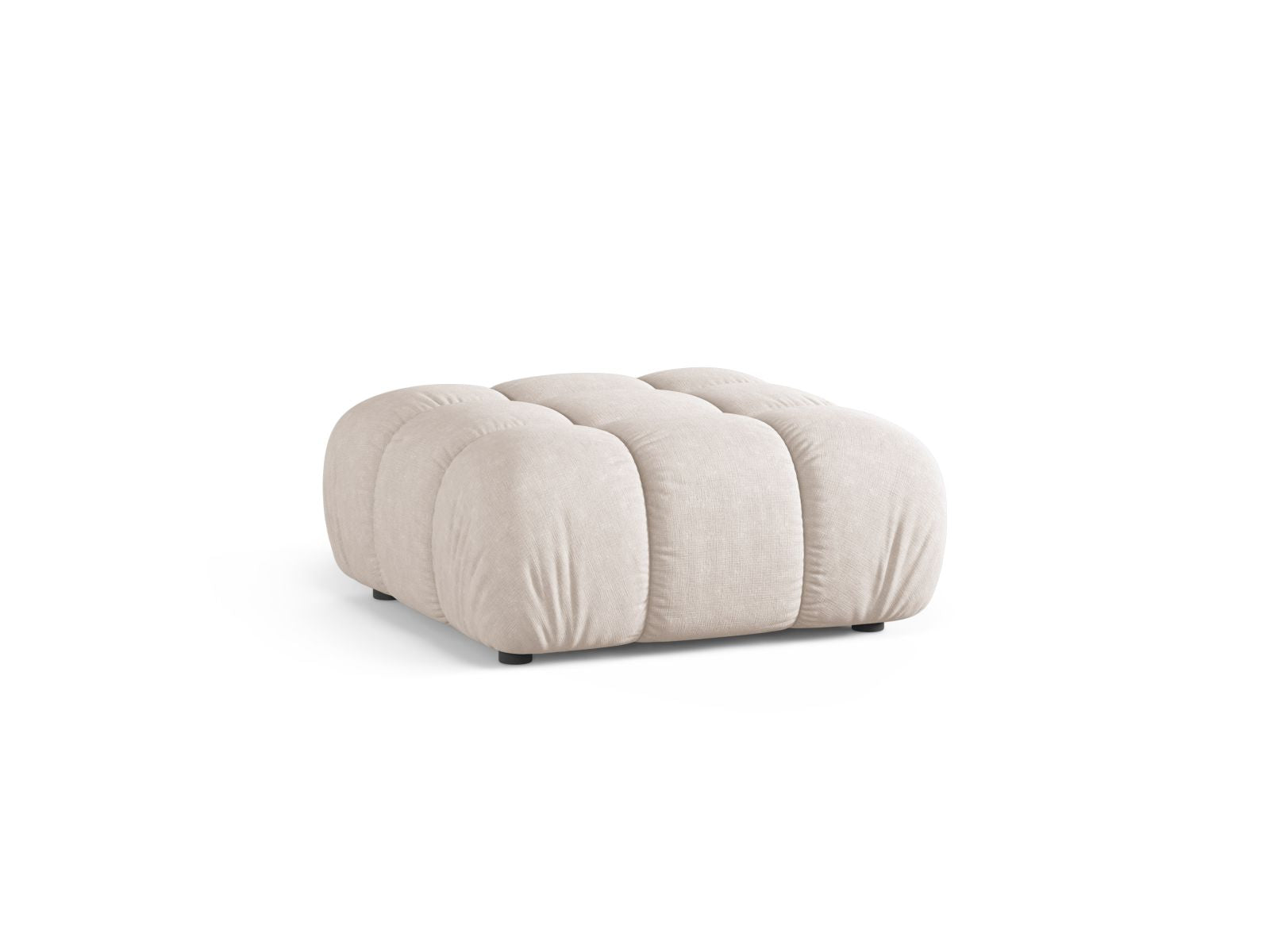 Pouf Strukturstoff Beige Bellis — Wohnbeispiel