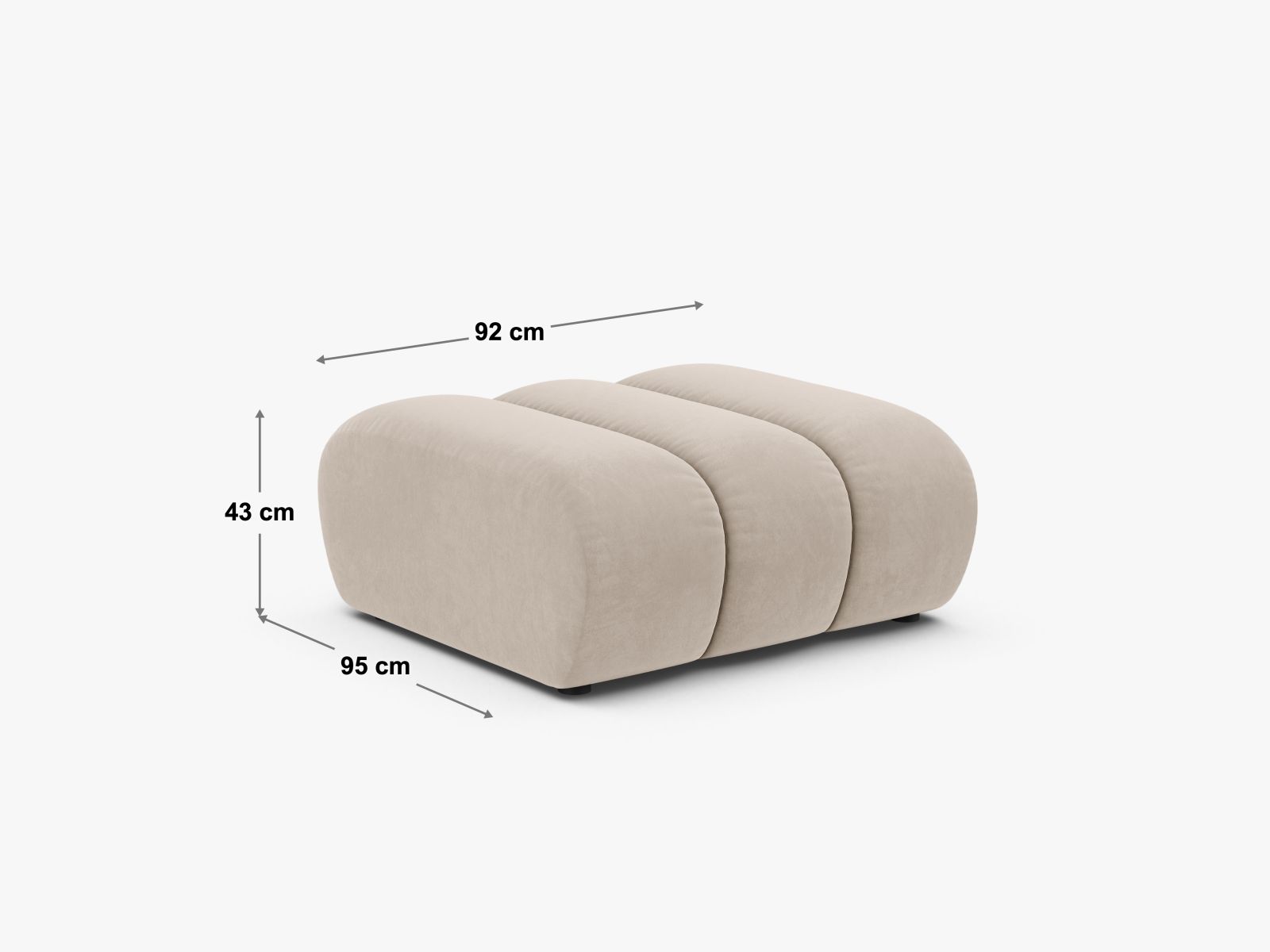 Pouf Samt Beige Lupine — Maße und Details