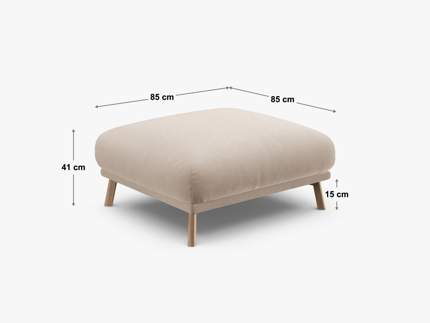Pouf Samt Beige Naomi — Maße und Details