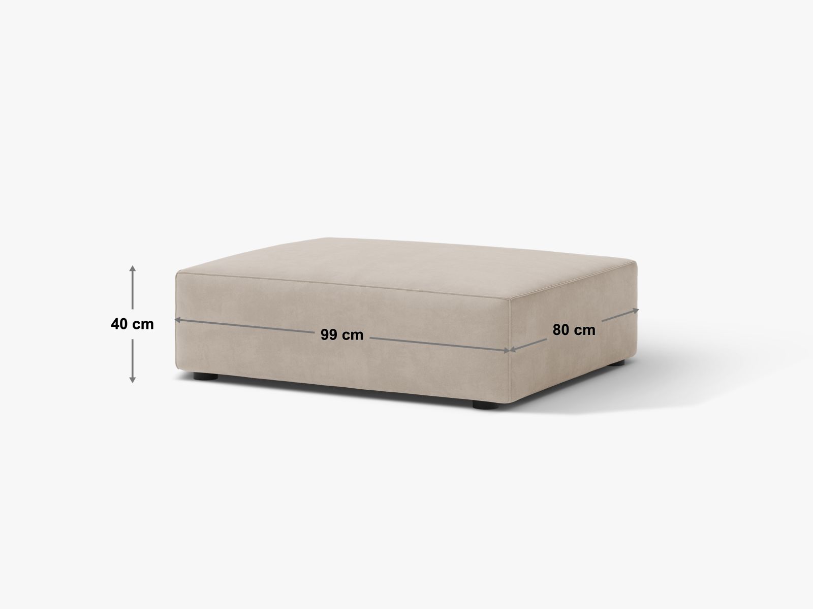 Pouf Samt Schwarz Jodie — Maße und Details