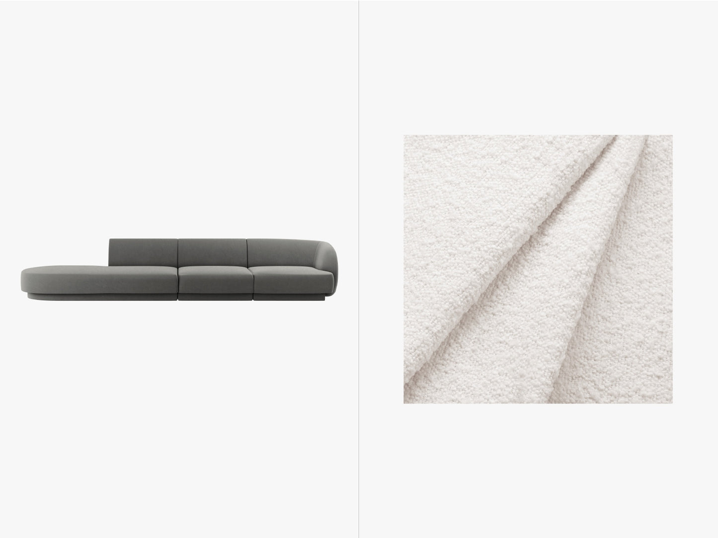 Sofa Bouclé Beige Miley — White