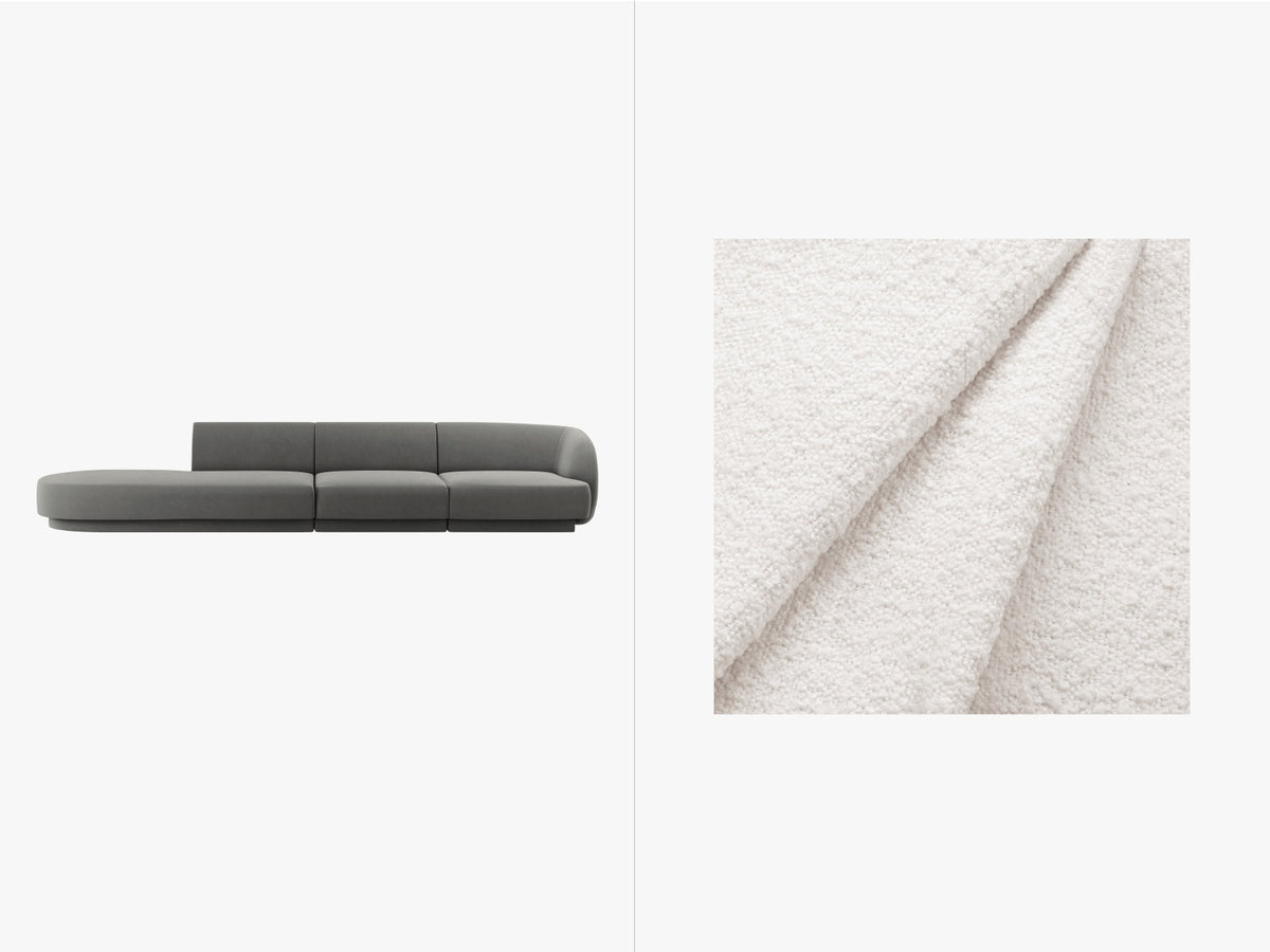Miley Sofa, 4 Seats, 323x90 cm — White / Left