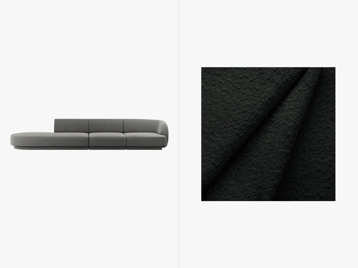 Miley Sofa, 4 Seats, 323x90 cm — Black / Left