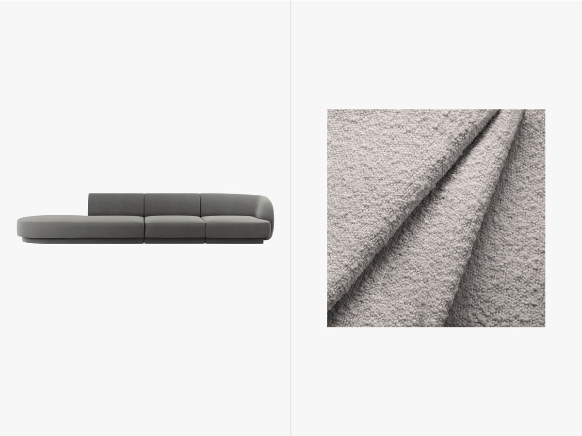 Miley Sofa, 4 Seats, 323x90 cm — Light Grey / Left
