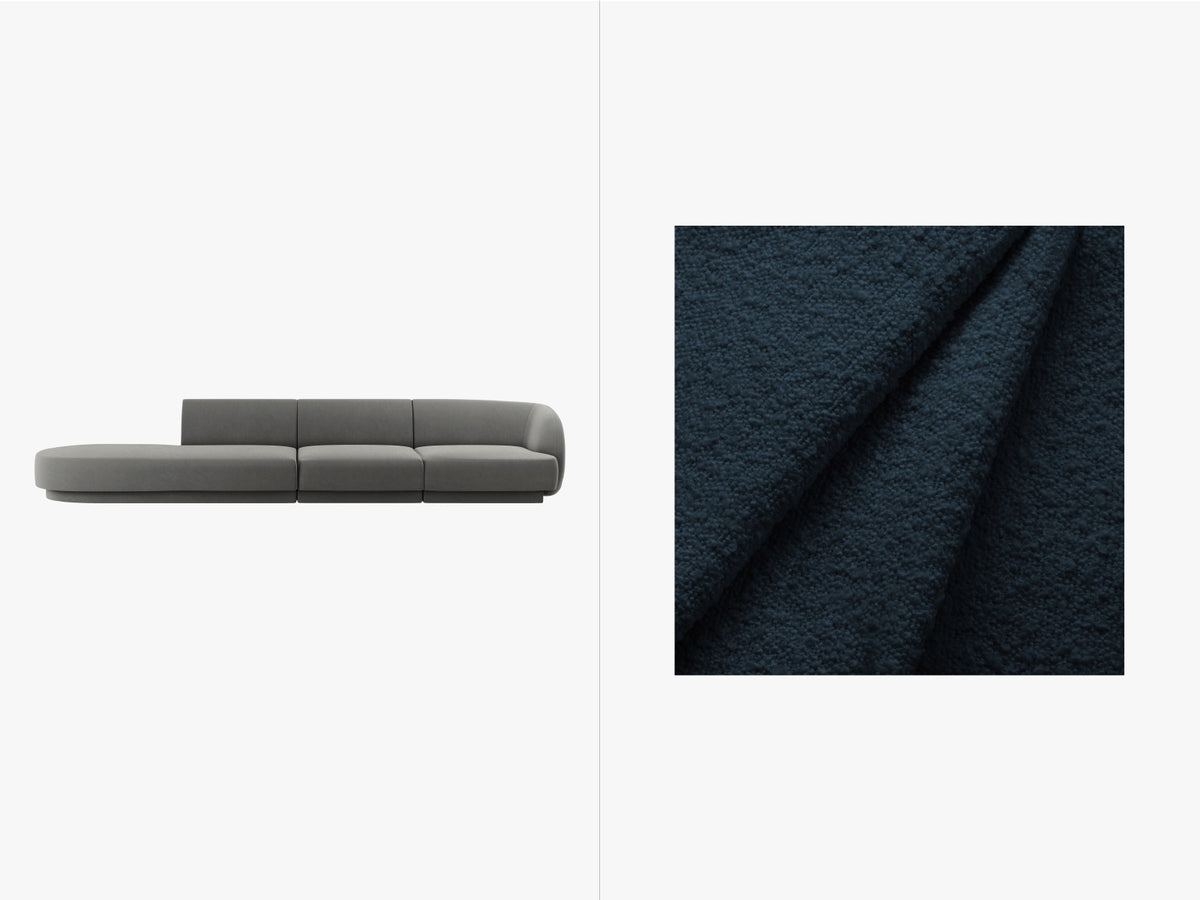 Miley Sofa, 4 Seats, 323x90 cm — Dark Blue / Left