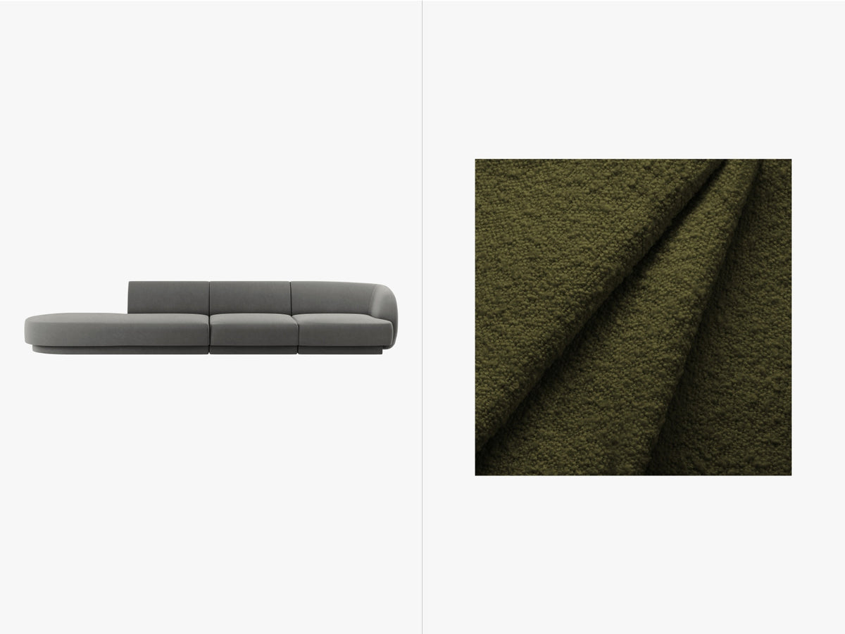 Miley Sofa, 4 Seats, 323x90 cm — Dark Olive Green / Left