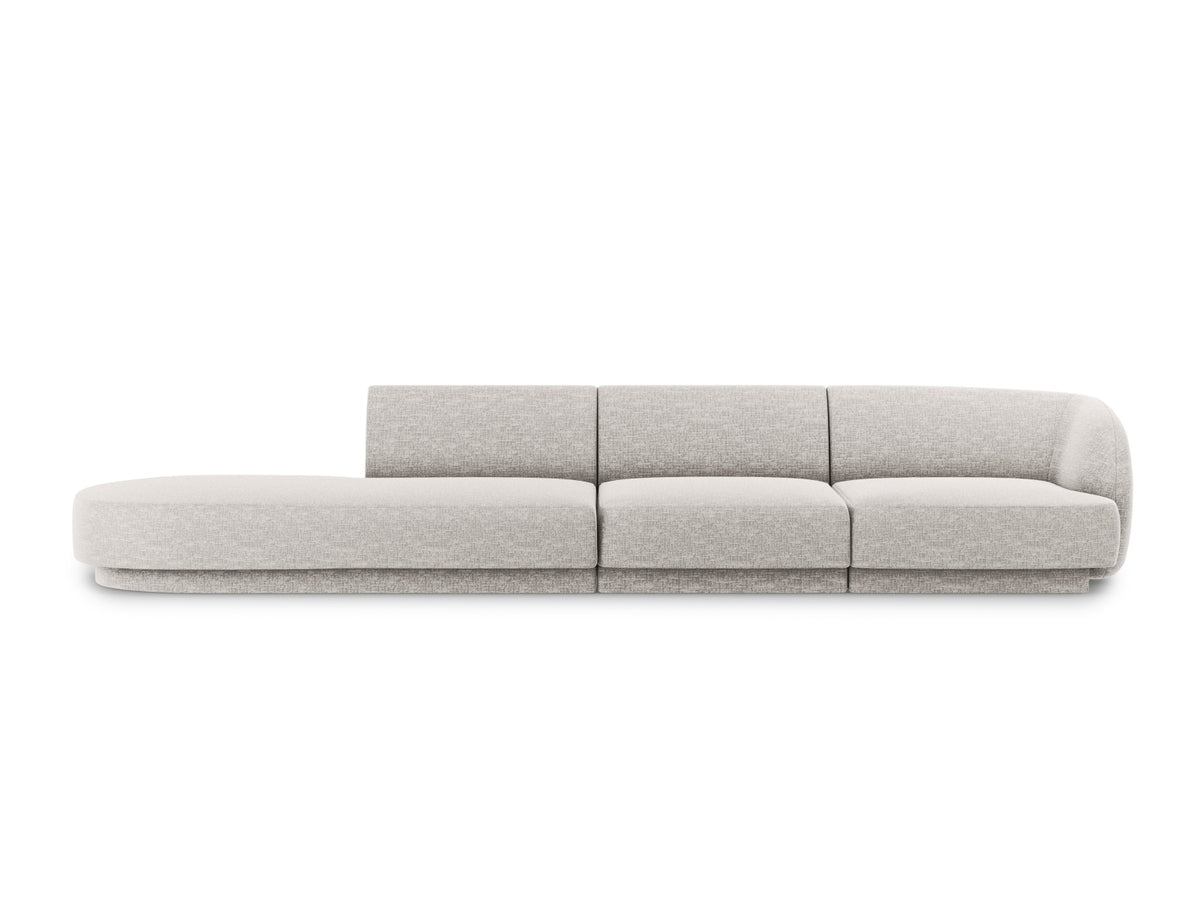 Miley Sofa, 4 Seats, 323x90 cm — Light Grey / Left