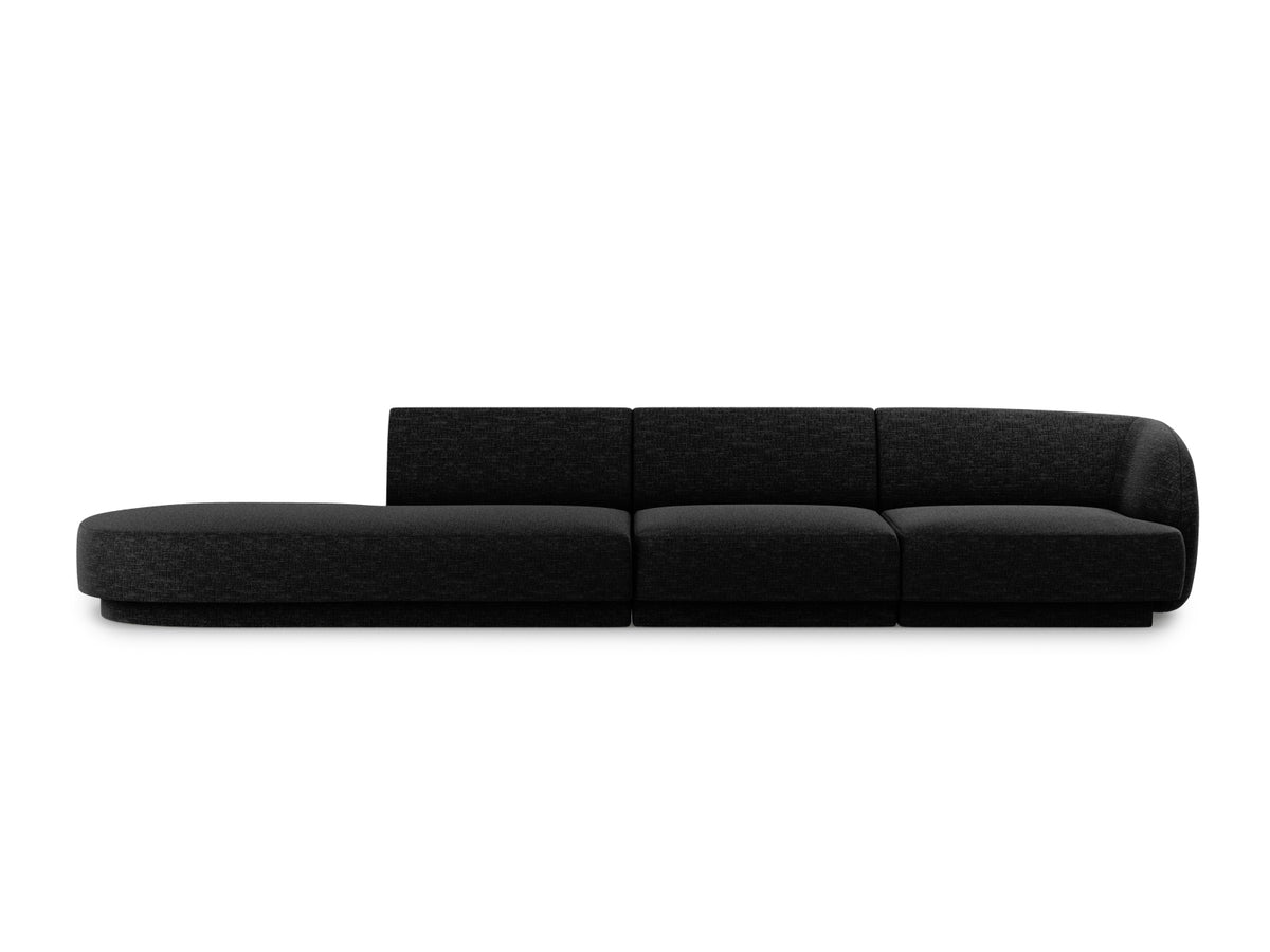 Miley Sofa, 4 Seats, 323x90 cm — Black / Left