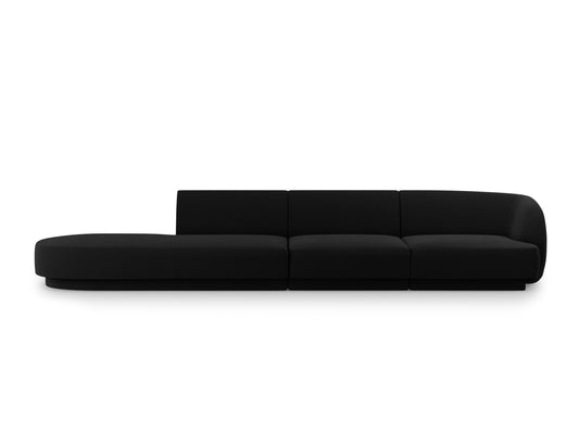 Miley Sofa, 4 Seats, 323x90 cm — Black / Left