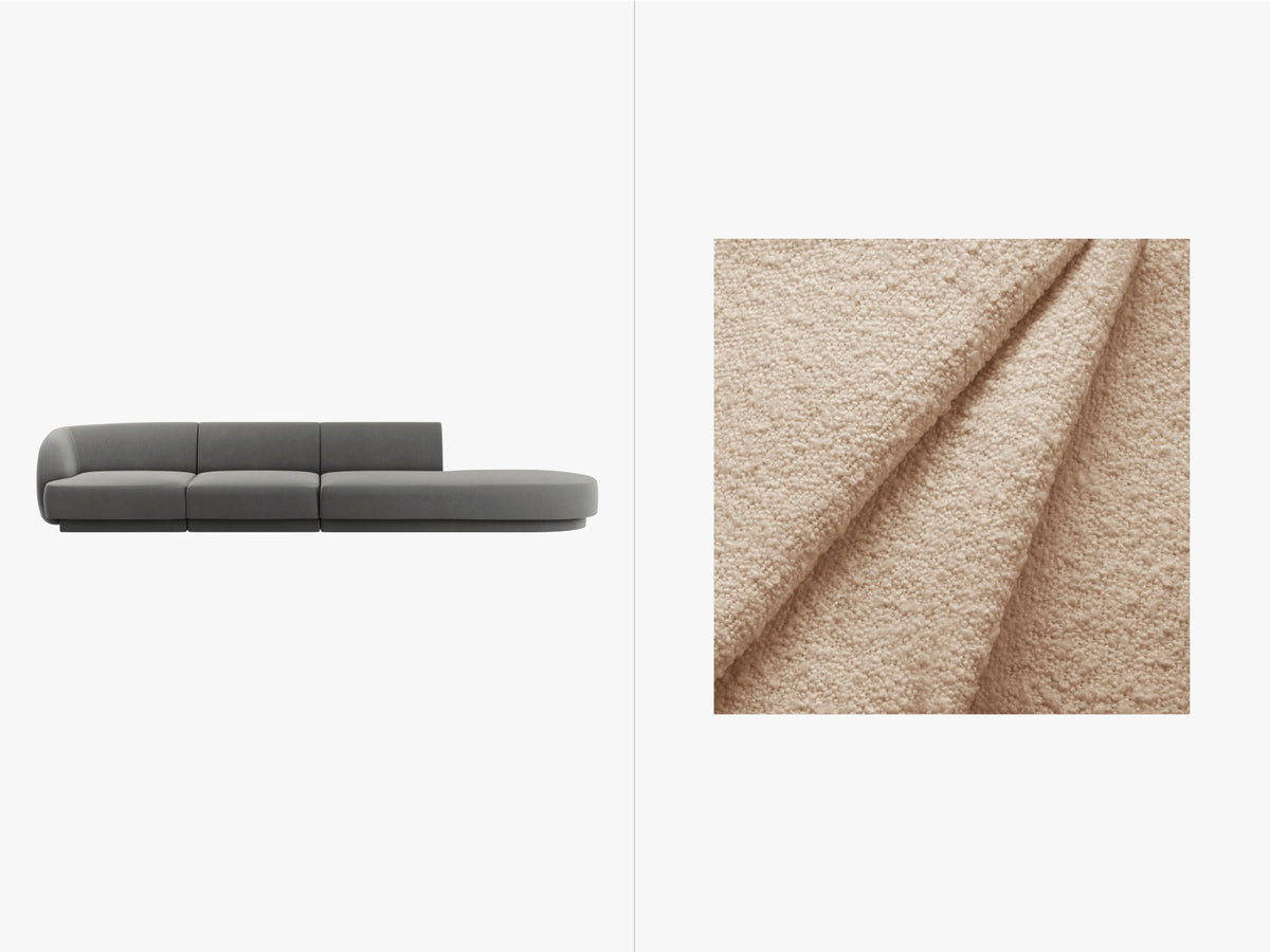 Miley Sofa, 4 Seats, 323x90 cm — Beige / Right