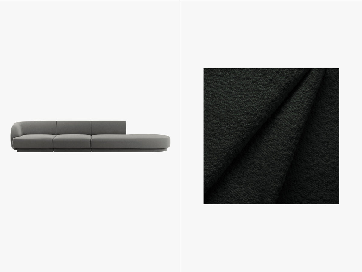 Miley Sofa, 4 Seats, 323x90 cm — Black / Right