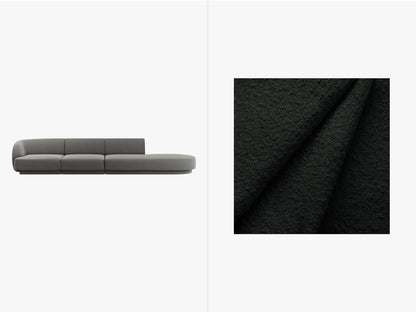 Miley Sofa, 4 Seats, 323x90 cm — Black / Right