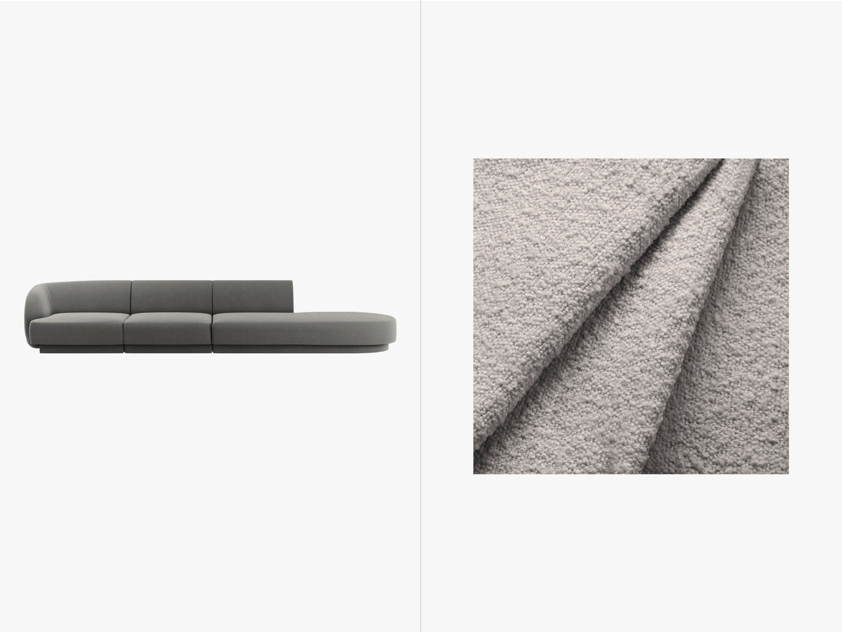 Miley Sofa, 4 Seats, 323x90 cm — Light Grey / Right