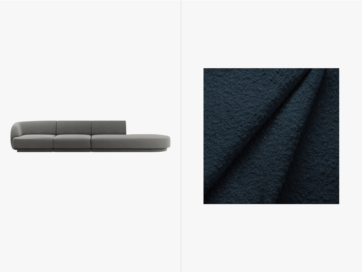 Miley Sofa, 4 Seats, 323x90 cm — Dark Blue / Right