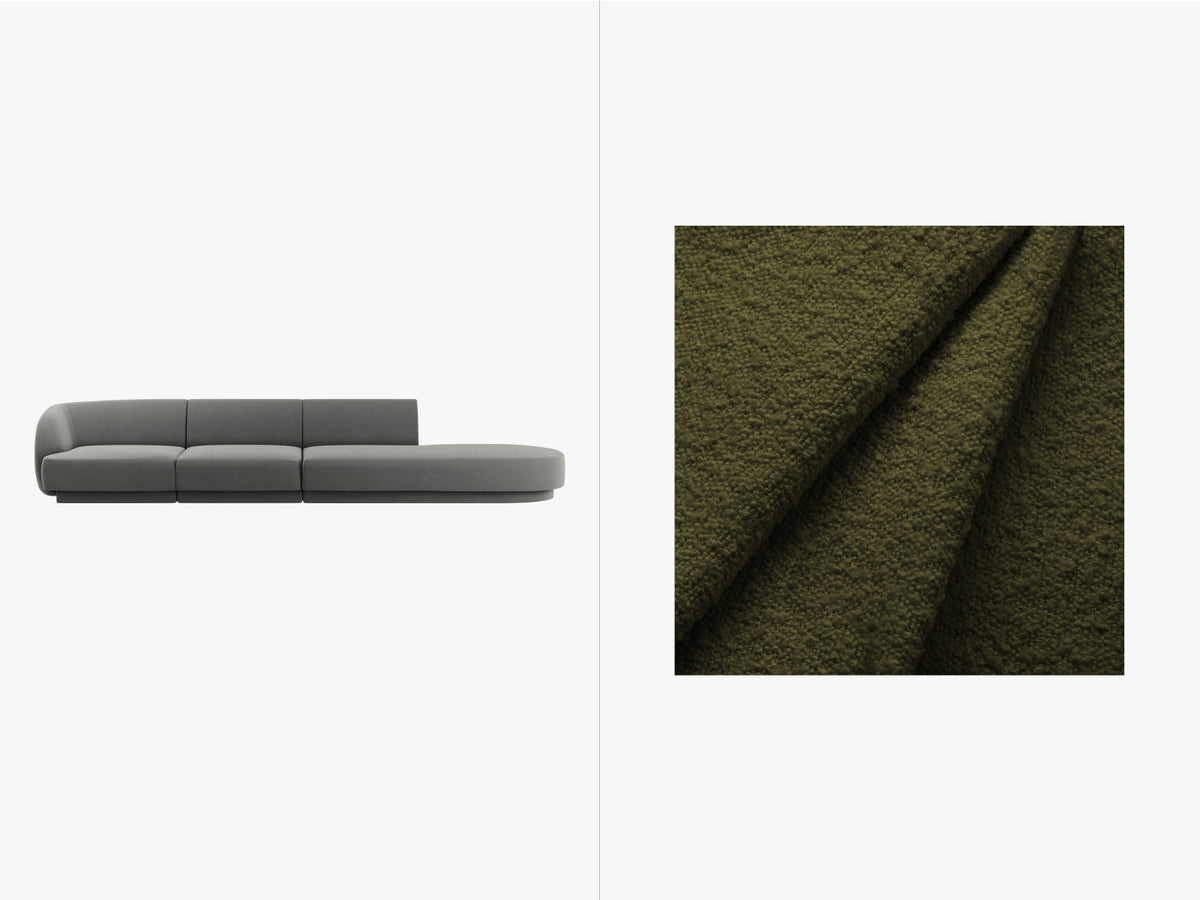 Miley Sofa, 4 Seats, 323x90 cm — Dark Olive Green / Right