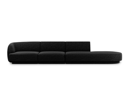 Miley Sofa, 4 Seats, 323x90 cm — Black / Right