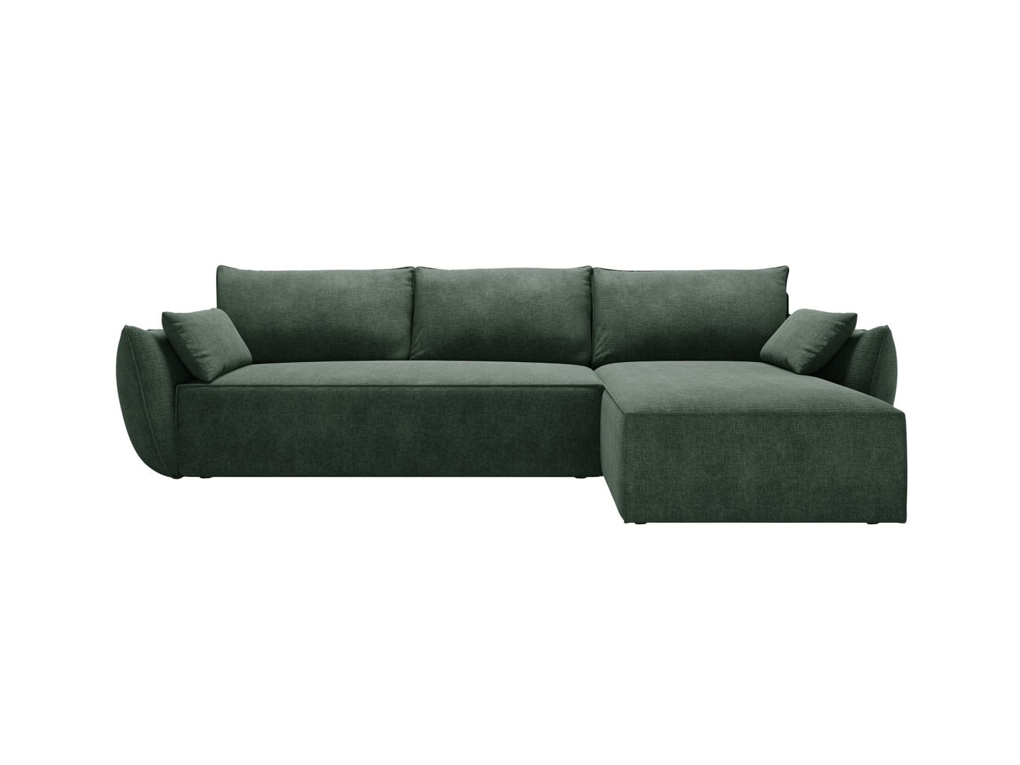Kaelle Corner Sofa With Bed Function And Box, 4 Seats, 252x165 cm — Bottle Green / Right