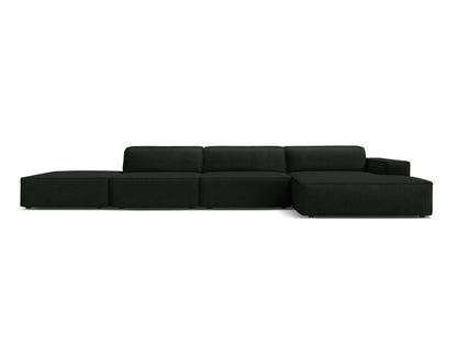 Jodie Corner Sofa, 5 Seats, 341x162 cm — Black / Right
