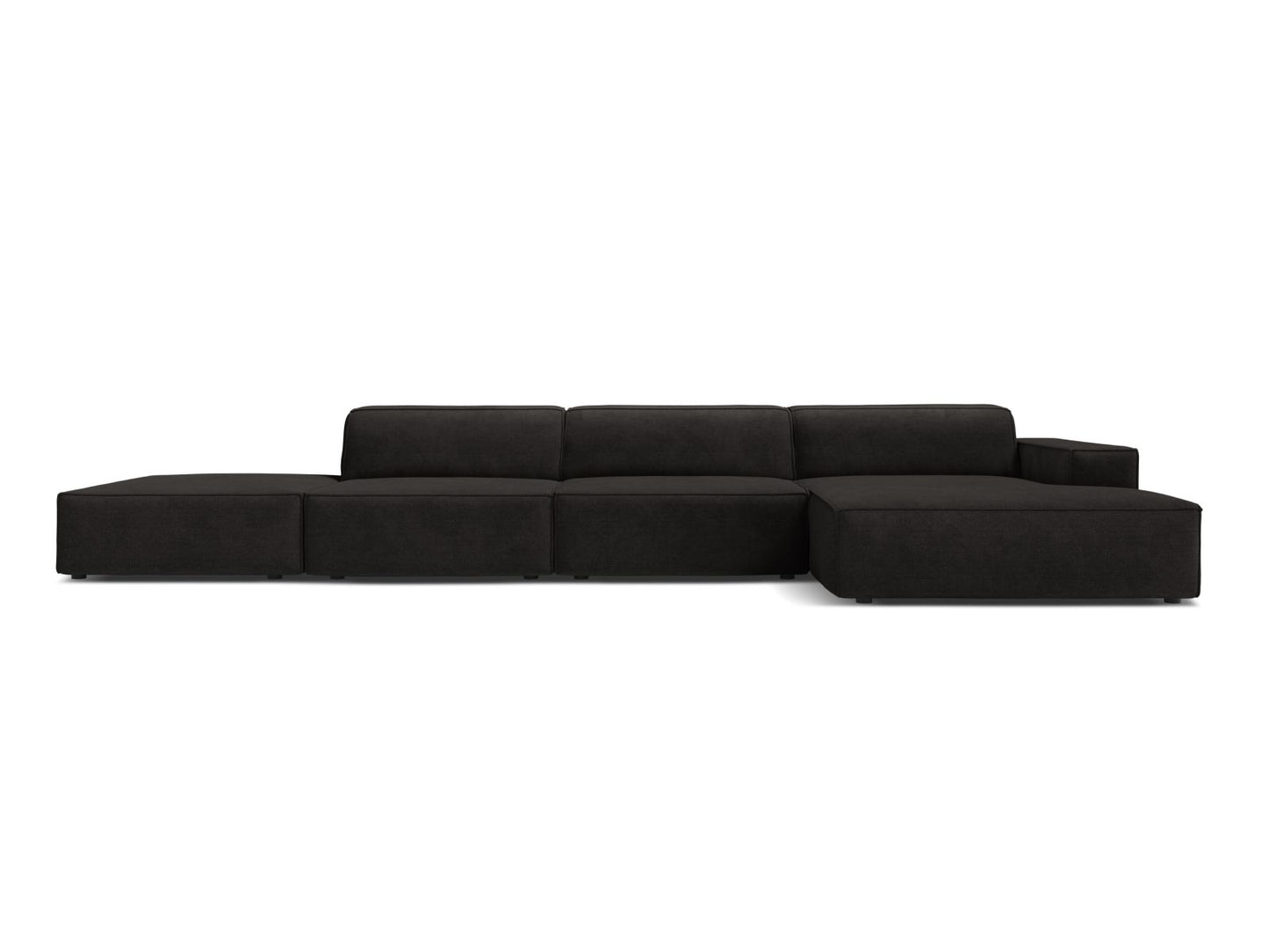 Jodie Modular Corner Sofa, 5 Seats, 341x162 cm — Black / Right