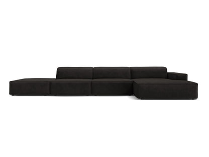Jodie Modular Corner Sofa, 5 Seats, 341x162 cm — Black / Right